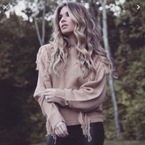 KITTENISH Fringe Tan Sweater